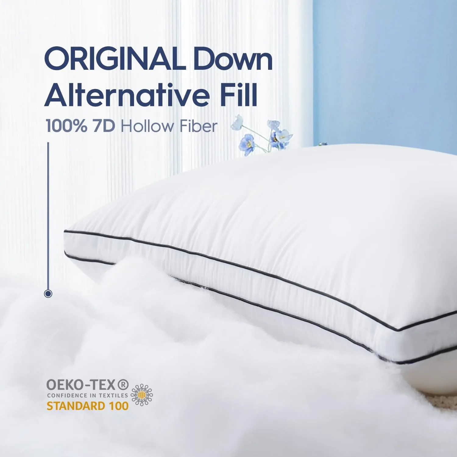 9villa Hybrid Pure Original Microfiber Pillow|Down Pillow For Sleeping|Soft Support For Side,Back And Stomach Sleepers,Medium Firm,Neck Supportive Pillow, Size 17X27 Inch Set Of 2, White