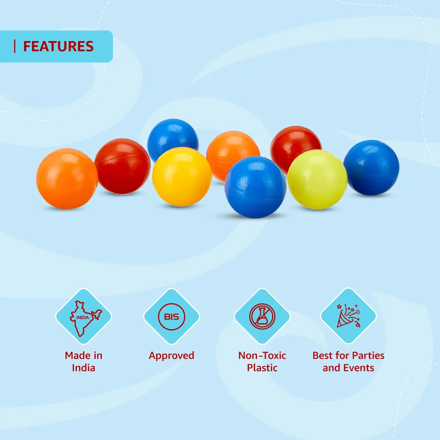 Amazon Brand - Jam & Honey | 50 Plastic Pool Balls 6 cm for Kids | Exercise & Fitness Non-Toxic, Soft and Safe Multicolor