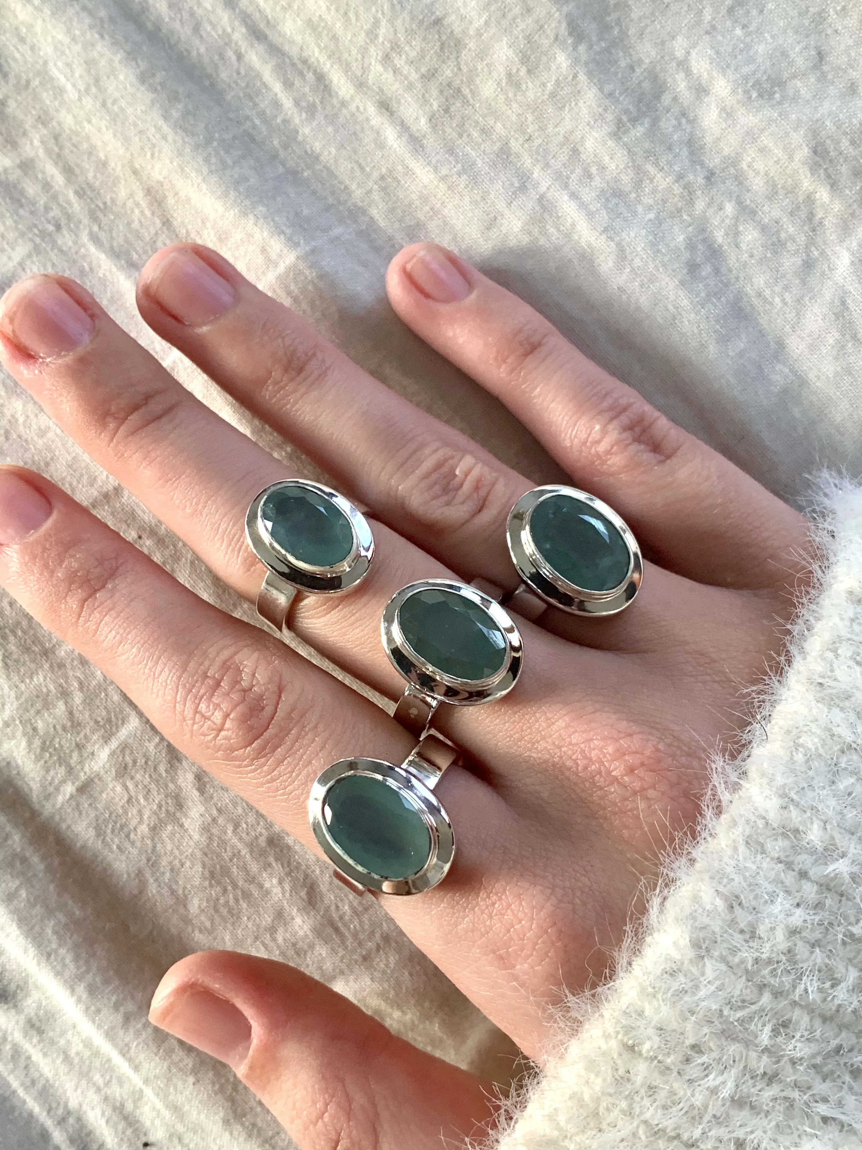 Aquamarine Ansley Ring - Long Oval