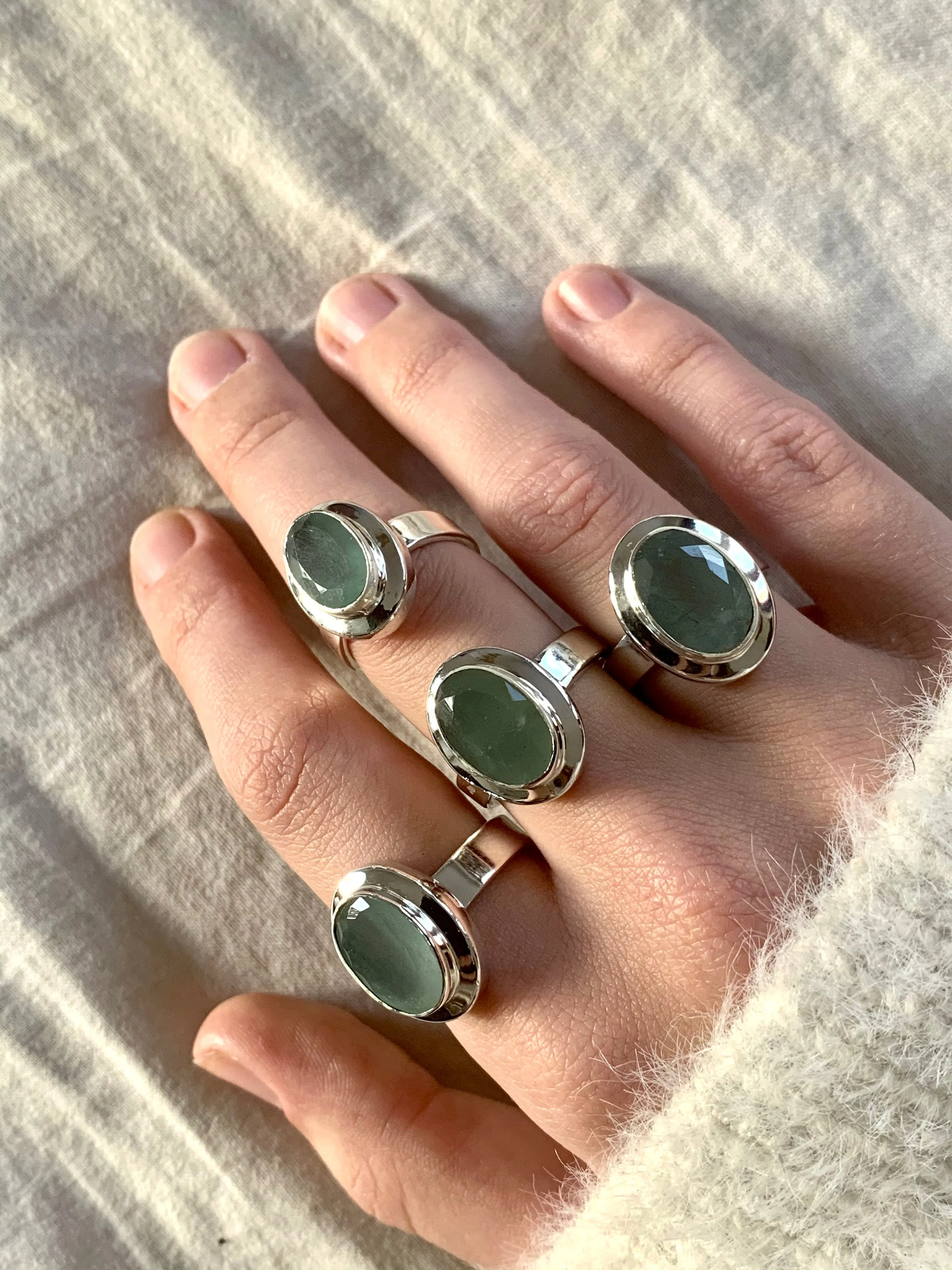 Aquamarine Ansley Ring - Long Oval