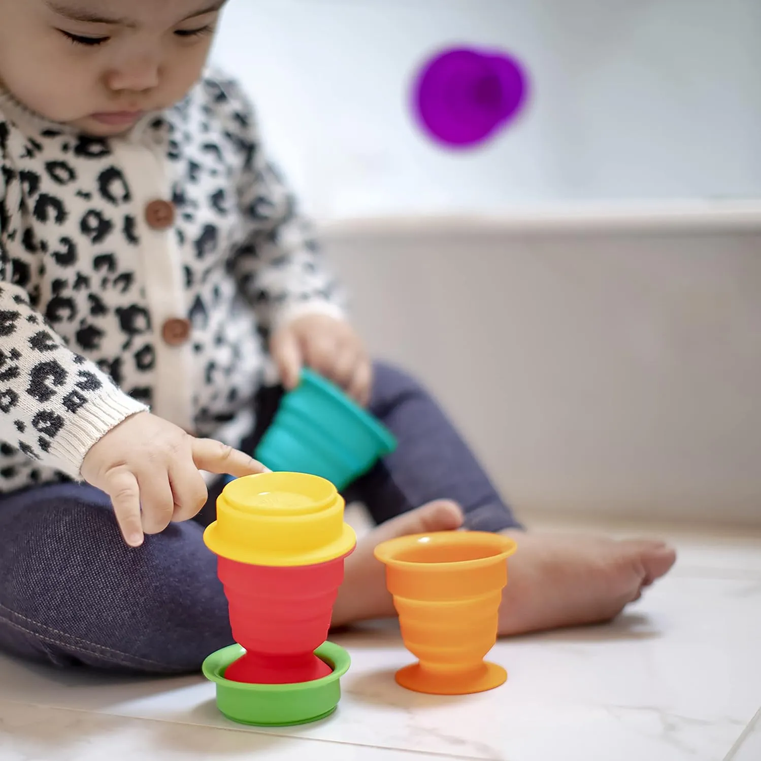 Baby Einstein, Stack and Squish Cups Sensory Stacking Toys, 6pcs