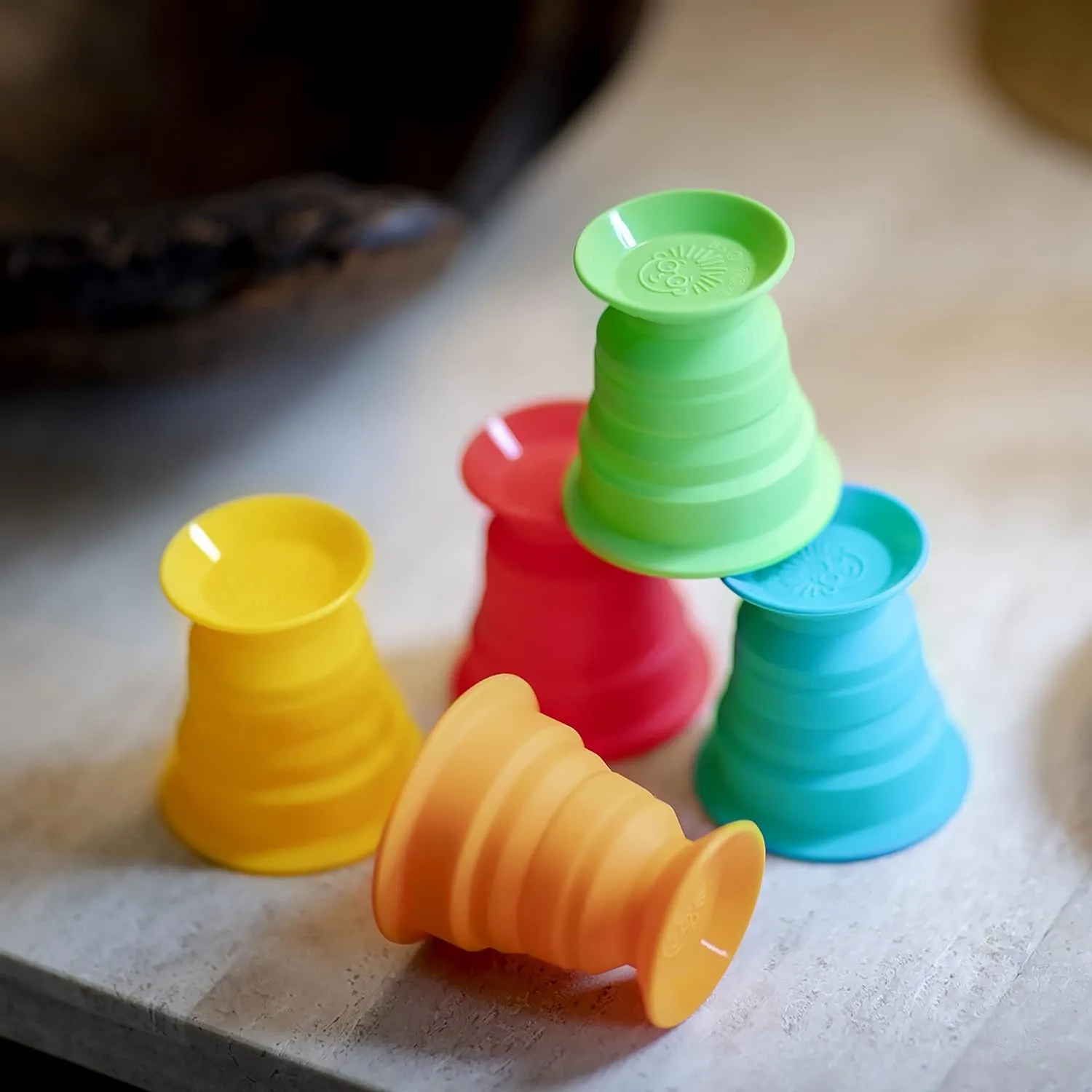 Baby Einstein, Stack and Squish Cups Sensory Stacking Toys, 6pcs