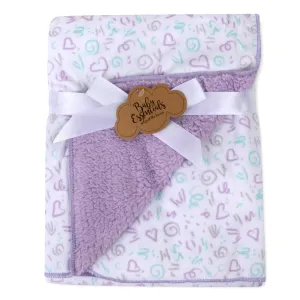 Baby Fleece Reversible Blanket 35" x 30" - Purple Hearts