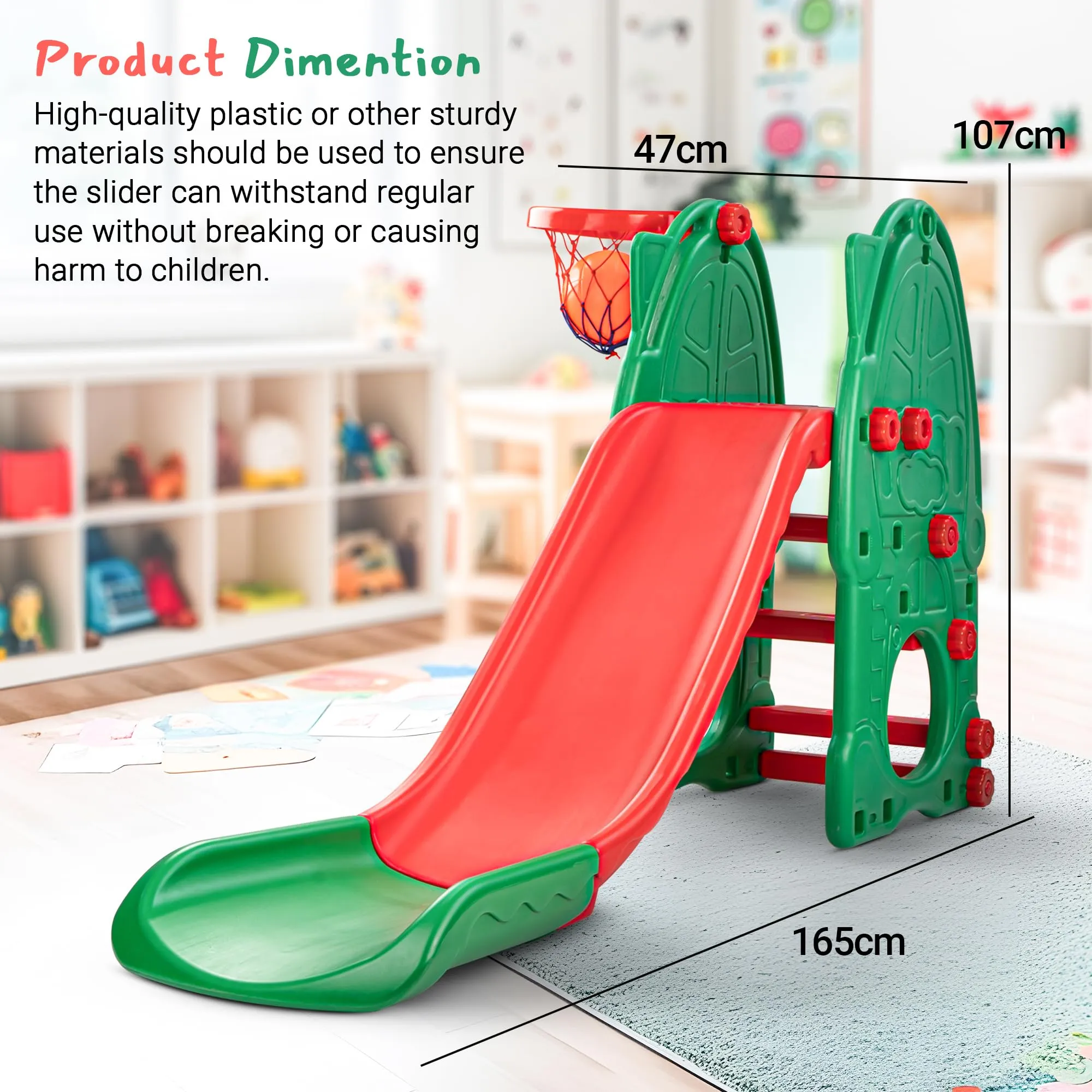 Baybee Garden Swing & Slider for Kids | Plastic Baby Slide Cum Swing Combo with Baby Basket Ball Toy for Home/Indoor/Outdoor Play Toys