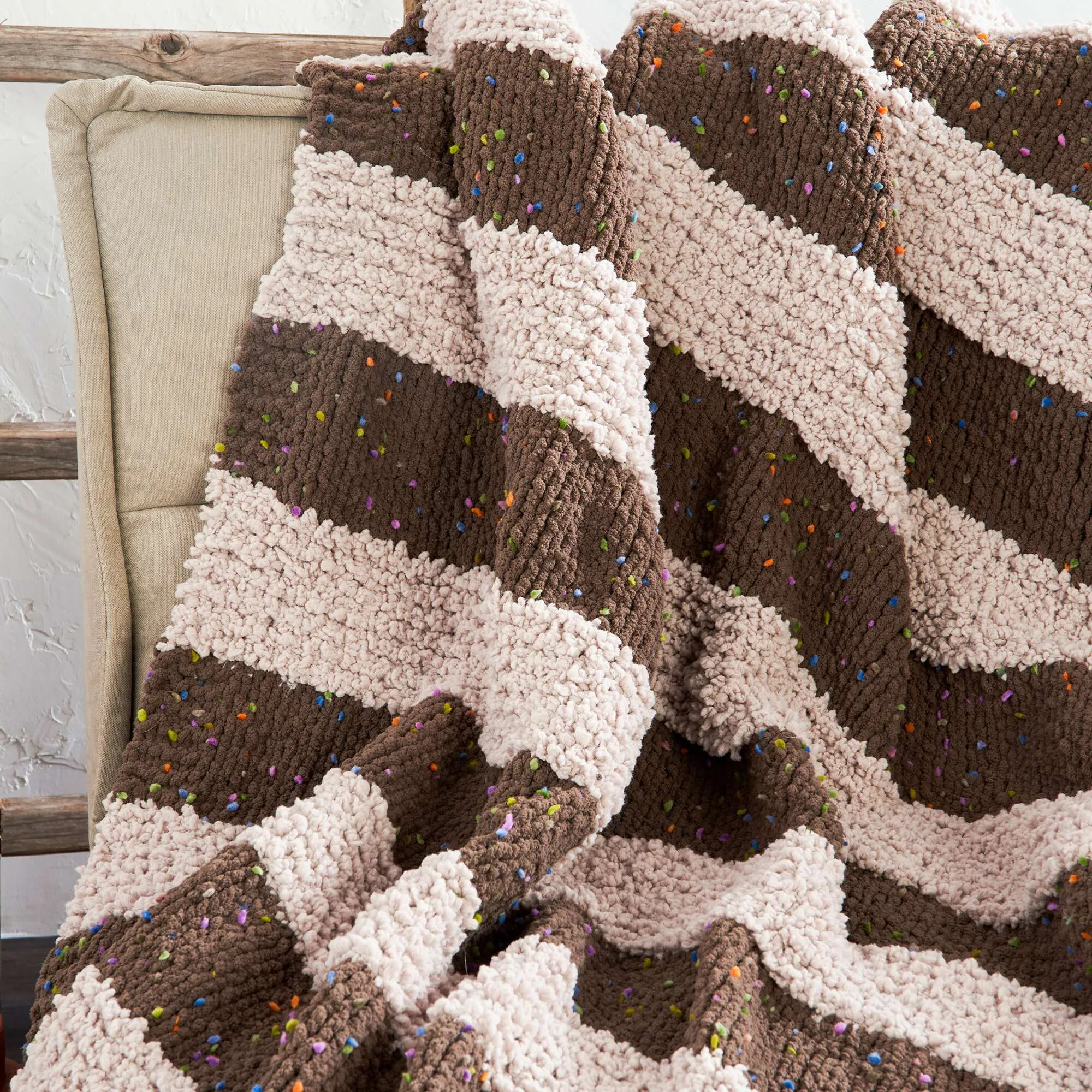 Bernat Let's Stripe it Cozy Knit Throw