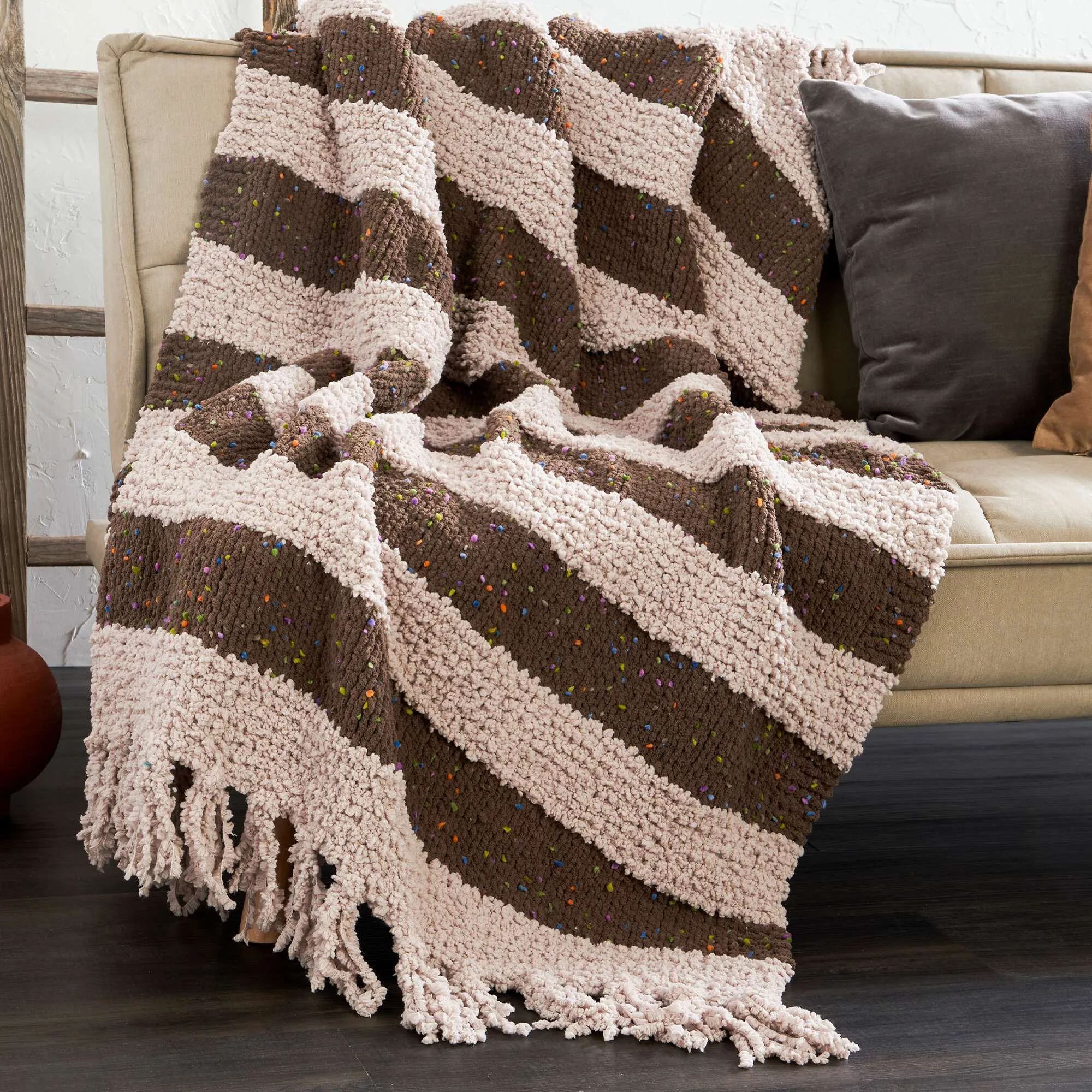 Bernat Let's Stripe it Cozy Knit Throw