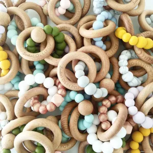 Bubble Silicone And Wood Teether