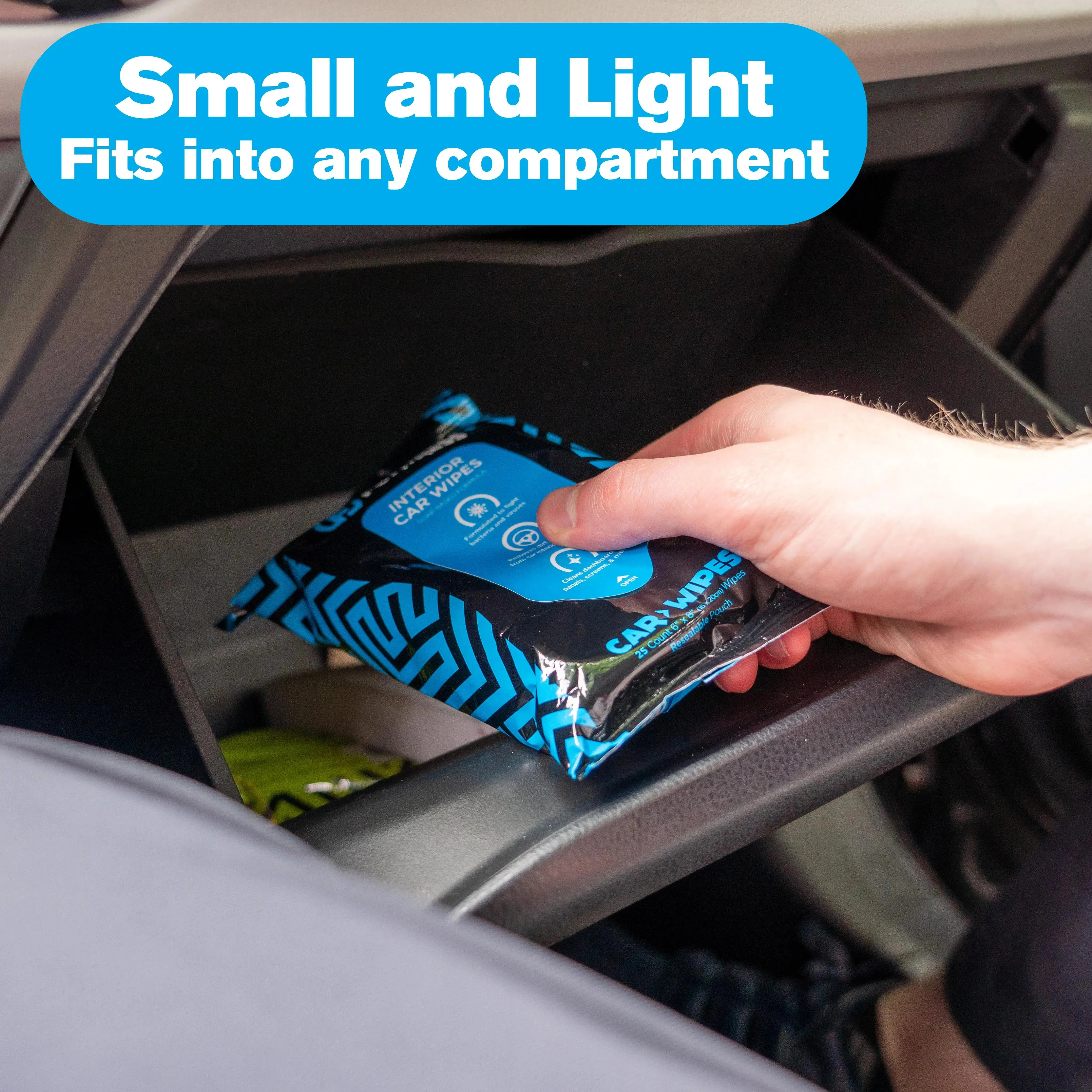 Car Wipes (25 ct.) To-Go Cleaning Wipes for Car Interiors