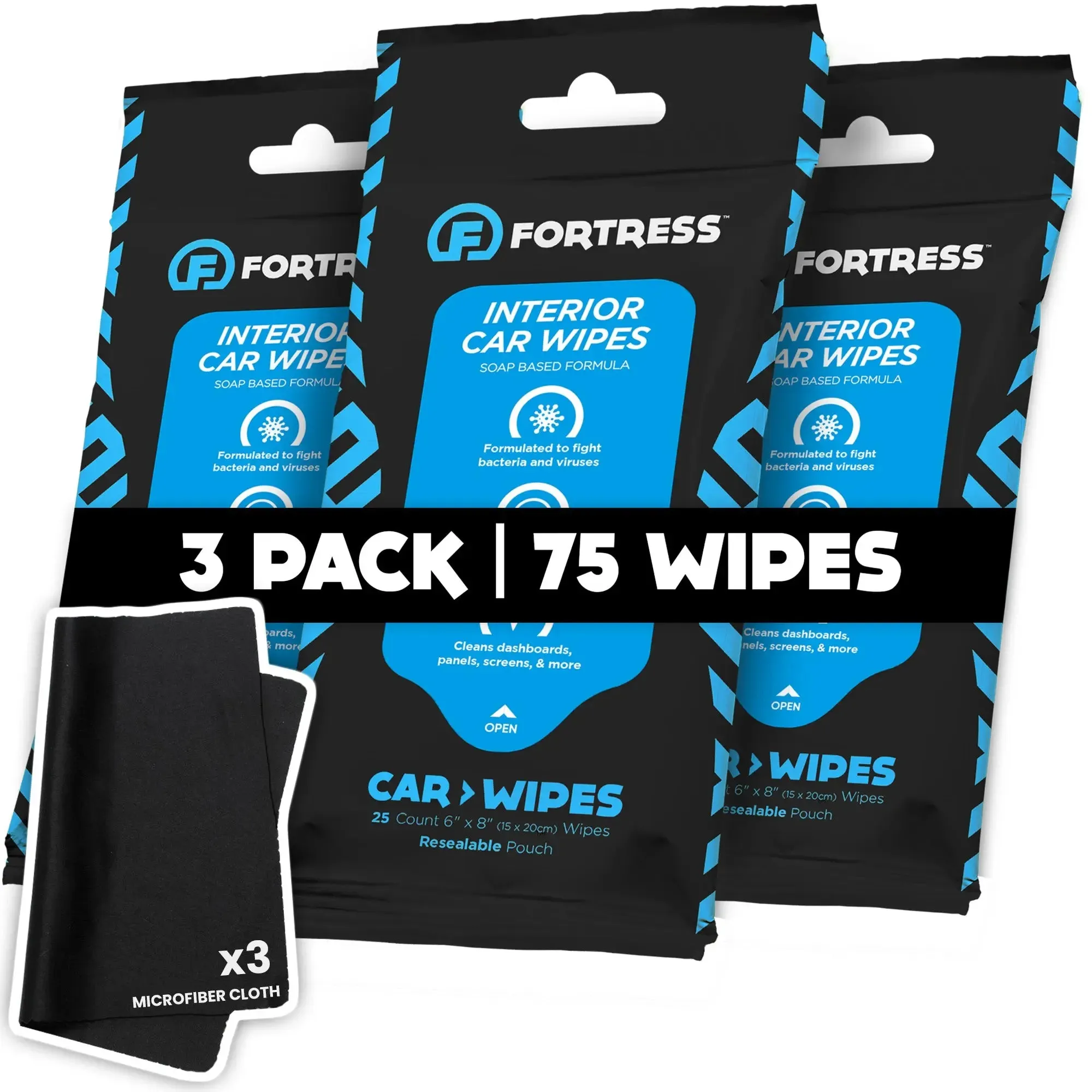 Car Wipes (25 ct.) To-Go Cleaning Wipes for Car Interiors