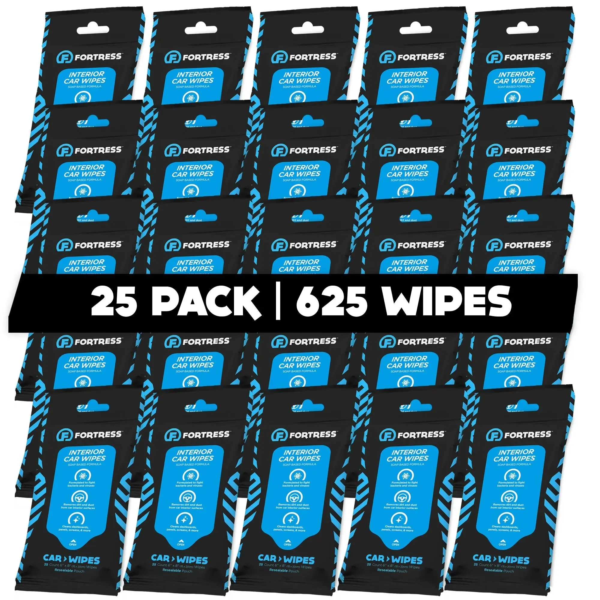 Car Wipes (25 ct.) To-Go Cleaning Wipes for Car Interiors