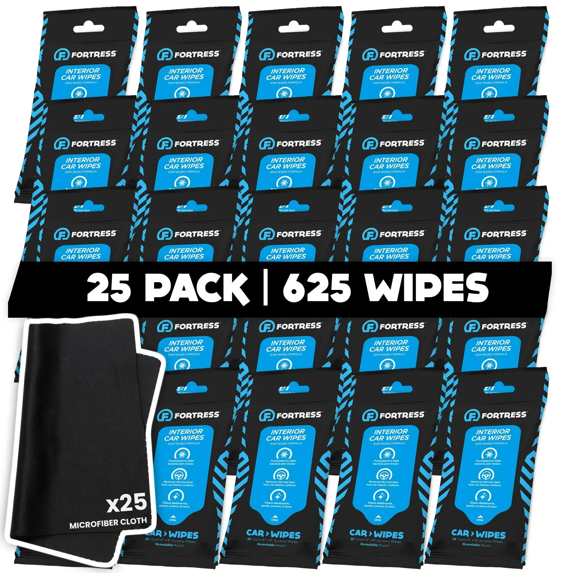 Car Wipes (25 ct.) To-Go Cleaning Wipes for Car Interiors