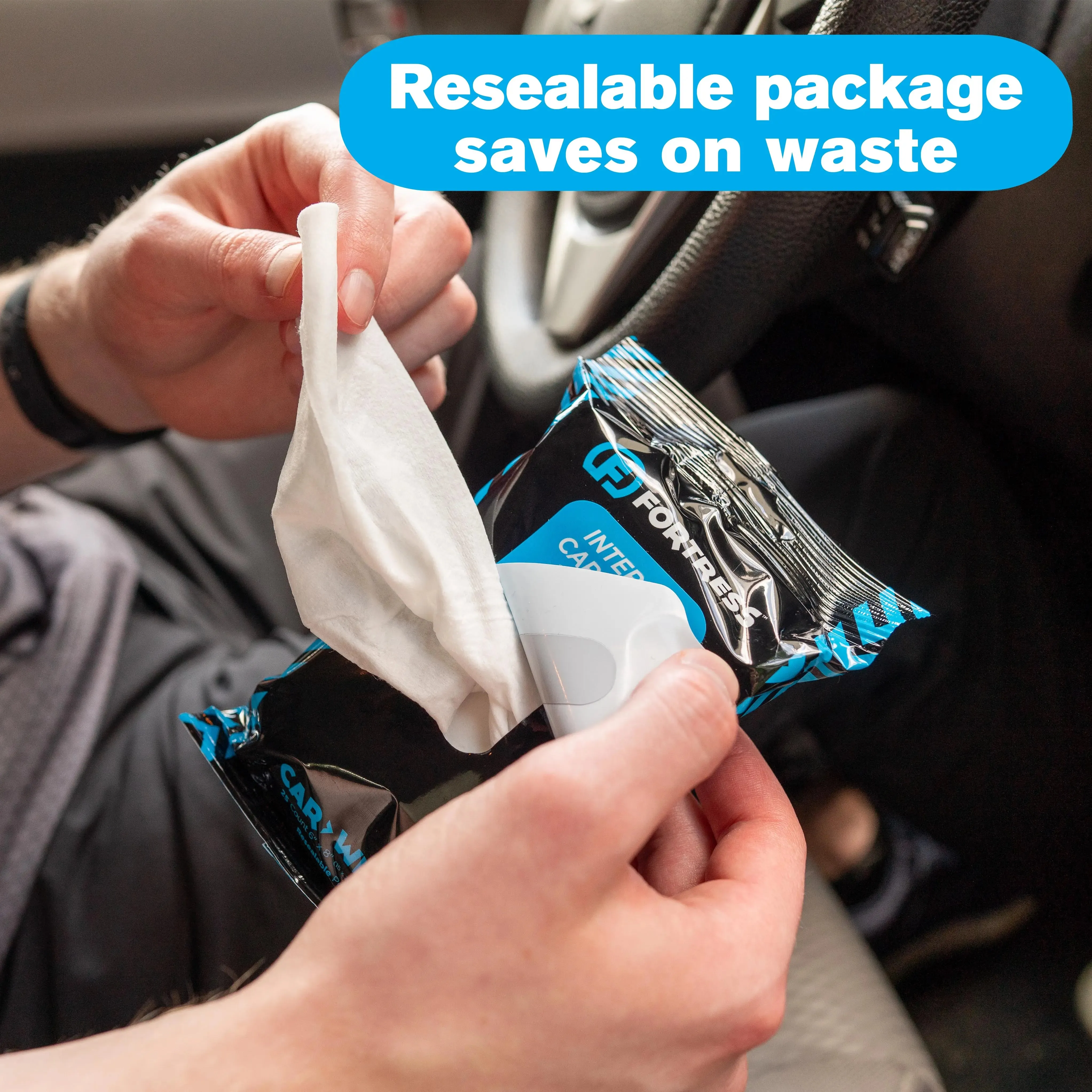 Car Wipes (25 ct.) To-Go Cleaning Wipes for Car Interiors