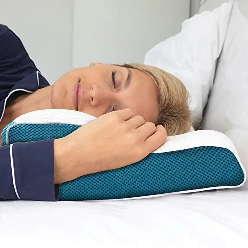 CushionCare Memory Foam Pillow Neck Shoulder Pain Relief Color White Blue