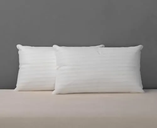 Filber Set of 6 Soft Microfiber Pillows - 18 x28 Inches Conjugated Fiber Filled, Adequate Firmness and Support,Conjugated Microfiber, White Strip (Pillow Set of 6)