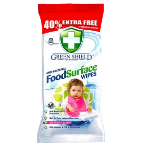 Green Shield Antibacterial Food Surface Wipes, 70 Pack