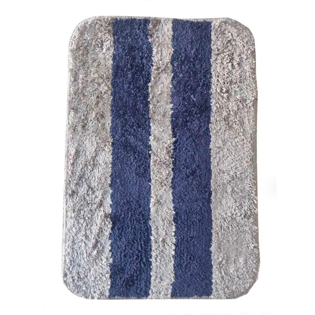 Grey-Blue Stripe Anti-Slip Bath Mats - Set Of 2 (60*40cm)