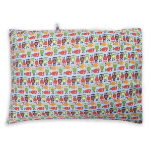 Happy Owls Toddler Pillows with 100% Cotton Removable cover - 20 X 15 Inches | Children Pillows