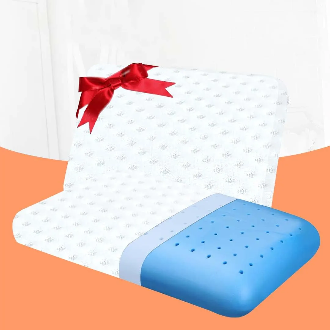 Homerz Premium Cooling Gel Orthopedic Bed Pillow for Sleeping - Ergonomic & Neck Pain Relief | Back Sleeper, Side Sleeper & Stomach Sleepers, 22x14x4.25 inch, Medium Firmness (1)