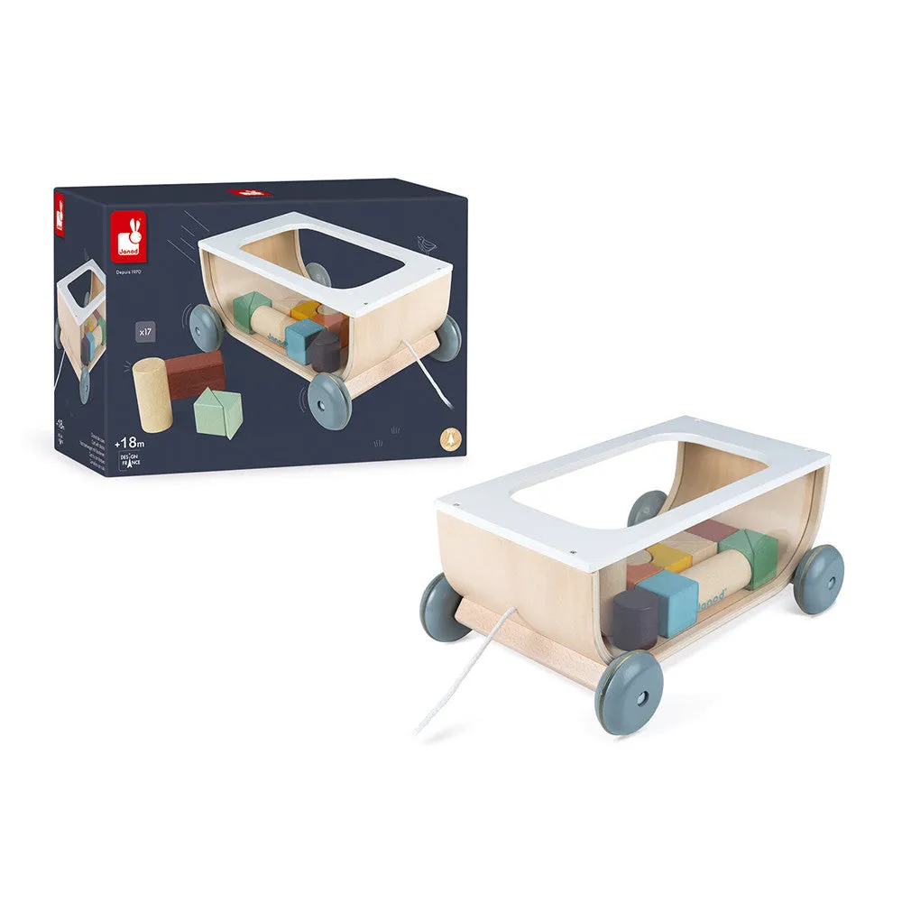 Janod Sweet Cocoon Collection - Cart With Blocks
