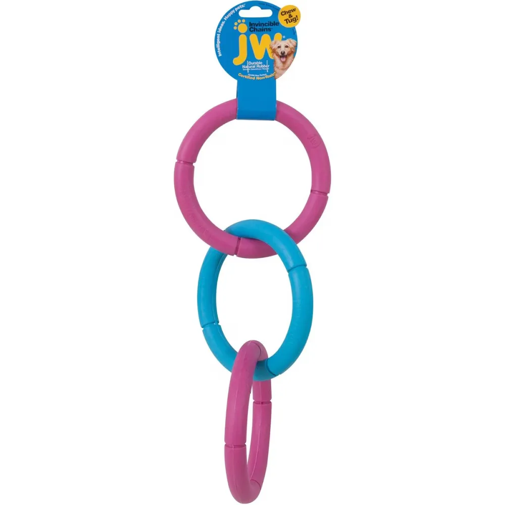 JW Invincible Chains Triple Toy for Dogs (Blue/Pink)