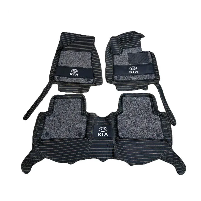 KIA Sportage 10D Lining Floor Mats Mix Thread Black With Grey Grass 3 Pcs - Model 2020-2024