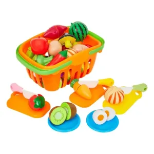 Kitchen basket-Kitchen Cooking Set Girls Boys Fruit Vegetable Tea Playset Toy for Kids Early Age Development Educational Pretend Play Food Assortment Set