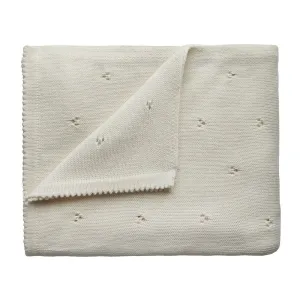 Knitted Baby Blanket - Organic Cotton - Pointelle Ivory