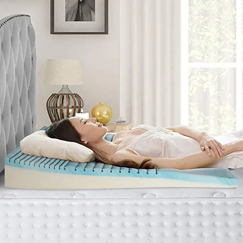 METRON-Hybrid high Slant Gel Memory Foam Double Comfort Bed Wedge Pillow Sleeping Acid Reflux Post Surgeries Leg Elevation