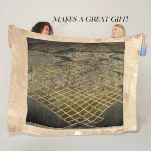 Montana Bozeman Birds Eye View Old Montana Map Blanket Double Stitched Edges Cozy Luxury Fluffy Super Soft 430 GSM Polyester Throw Blanket