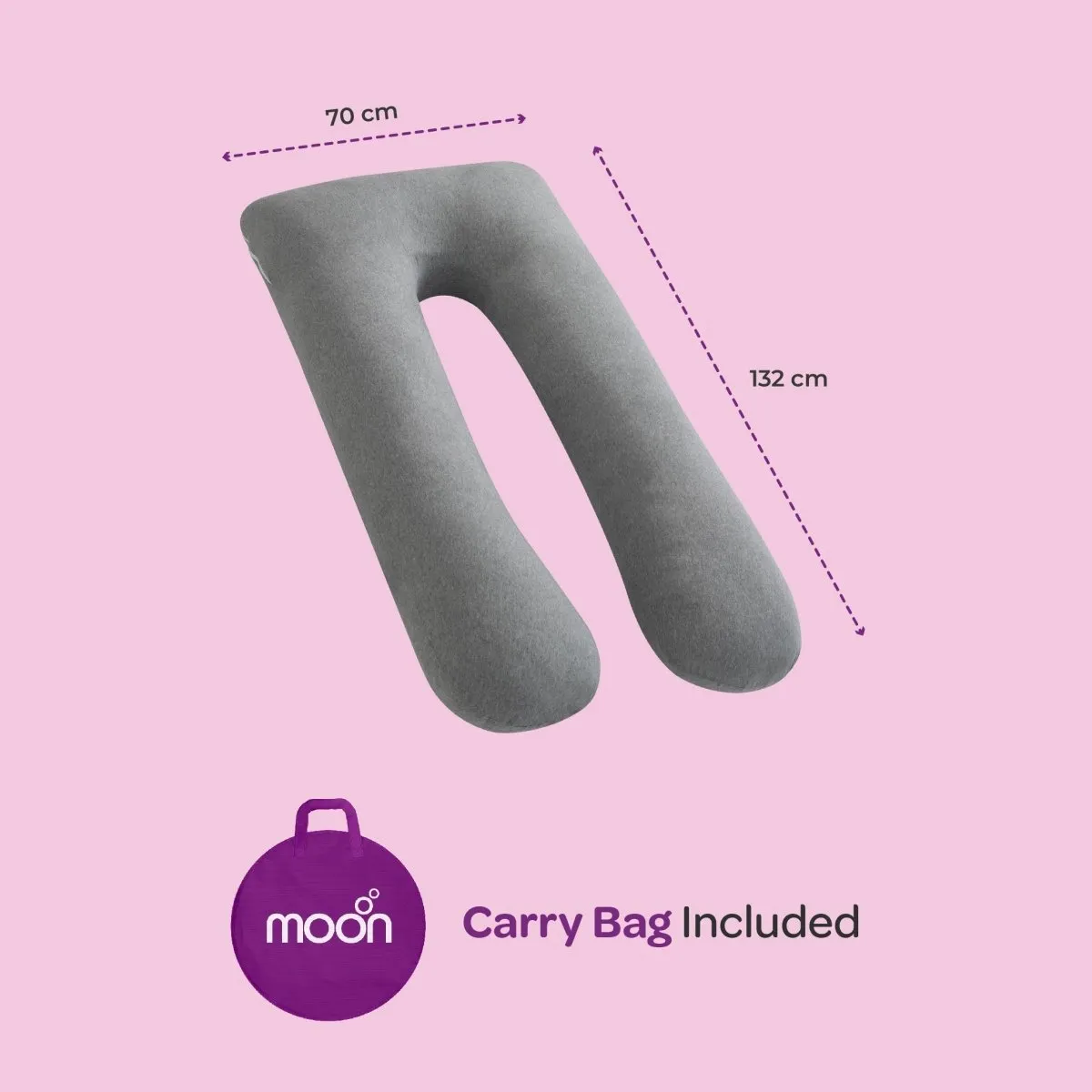 Moon Organic U Shaped  Maternity pillow Maternity Accessories Lite Grey Adult
