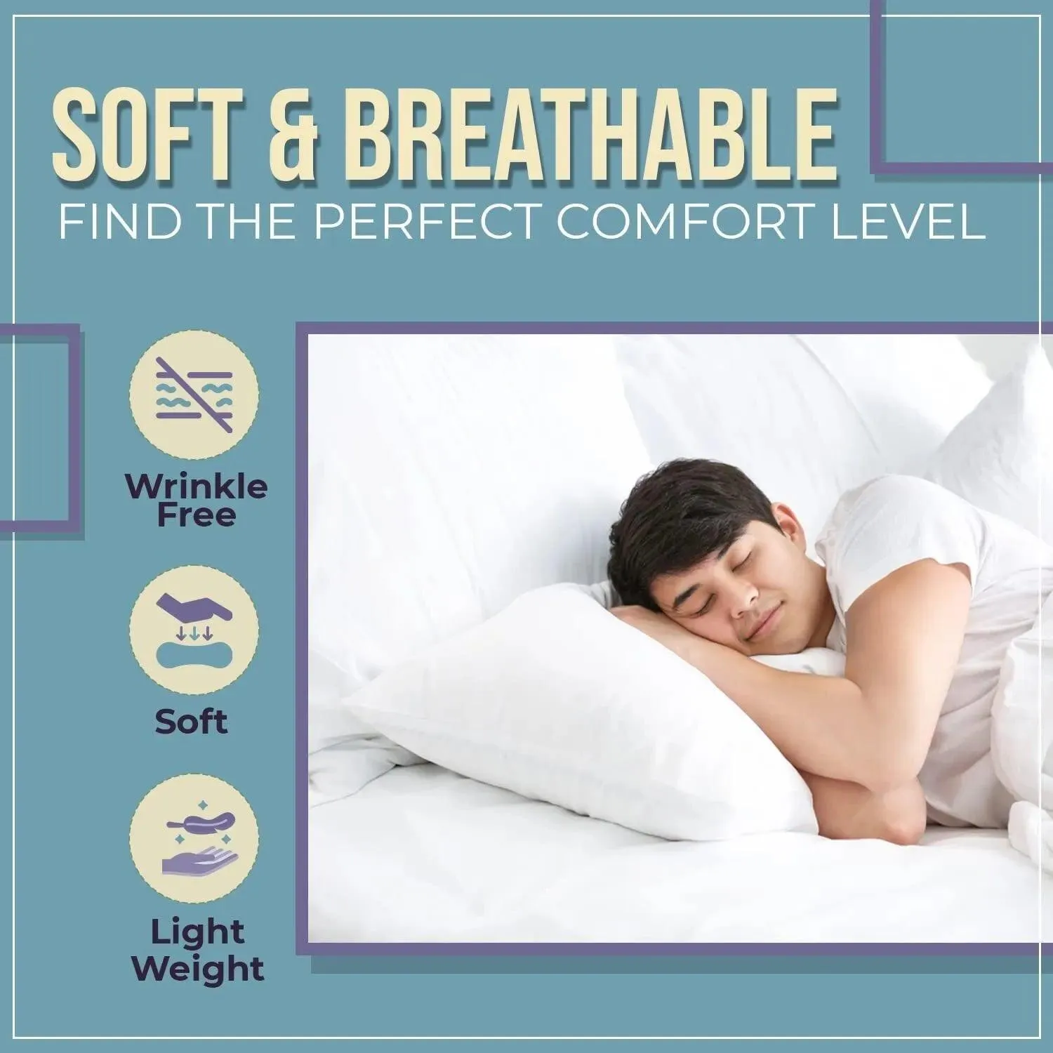 Pack of 4 Pillows Hollowfibre Non-Allergenic Pillows