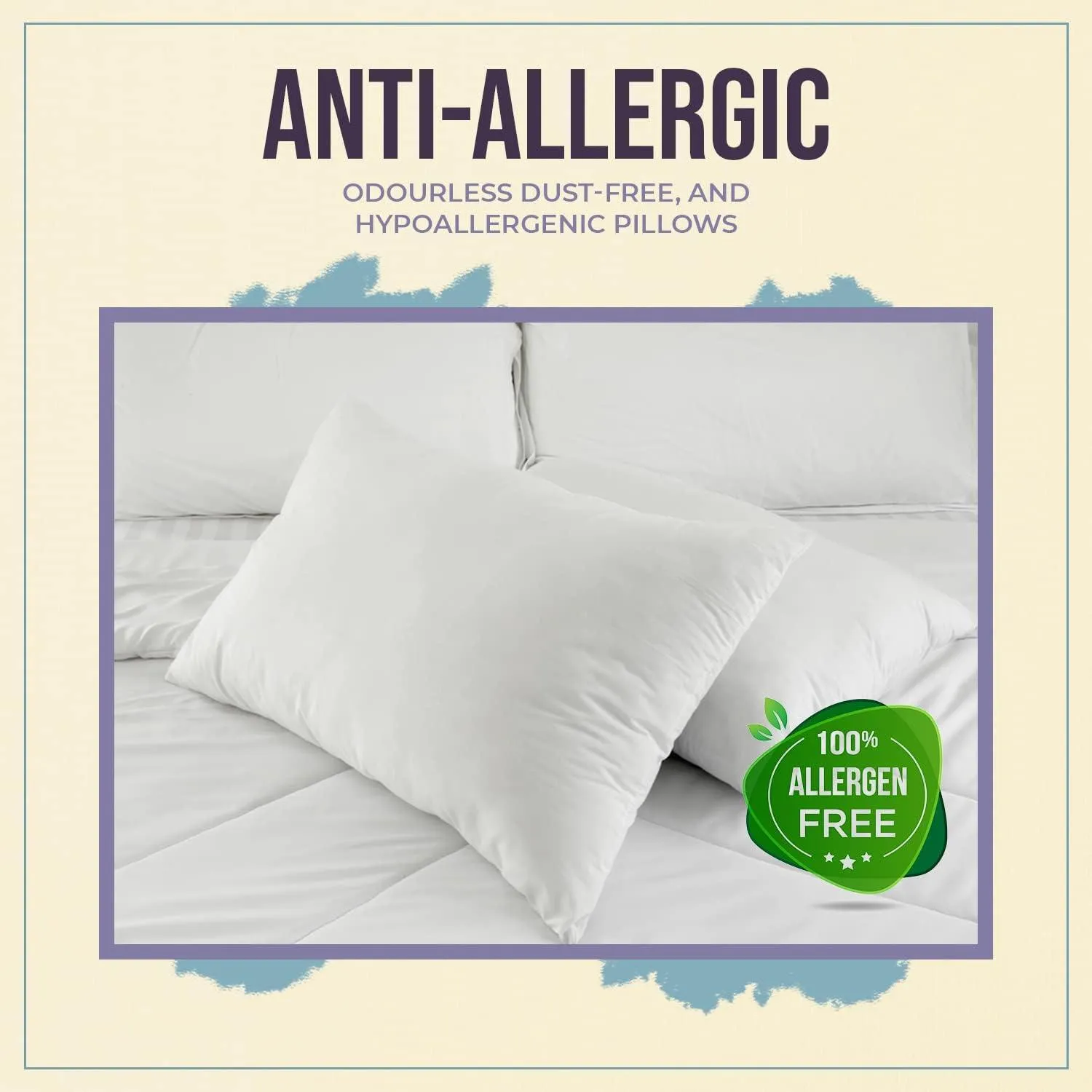 Pack of 4 Pillows Hollowfibre Non-Allergenic Pillows