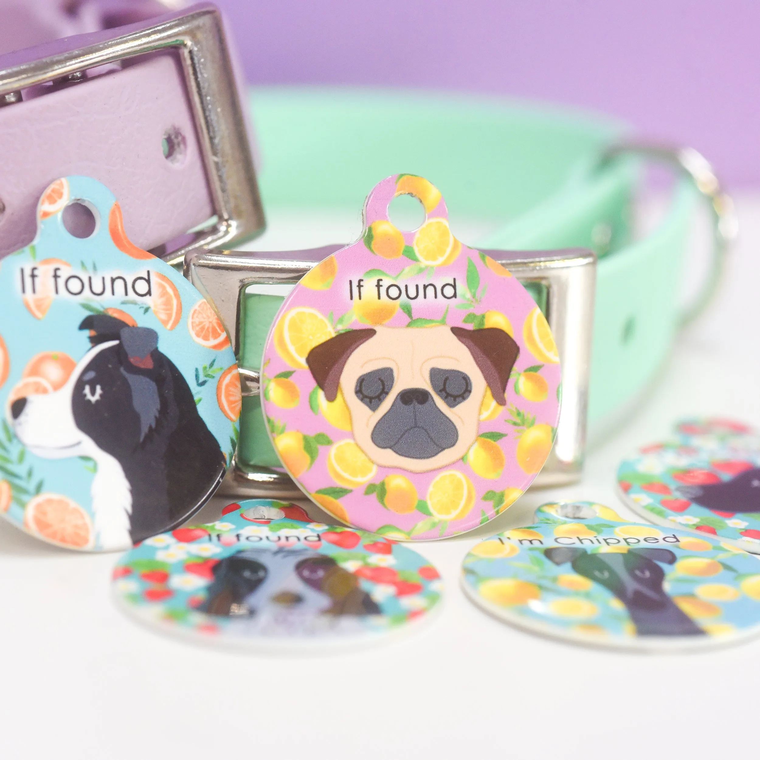 Personalised Pet ID Tag - Cartoon Summer Fruits