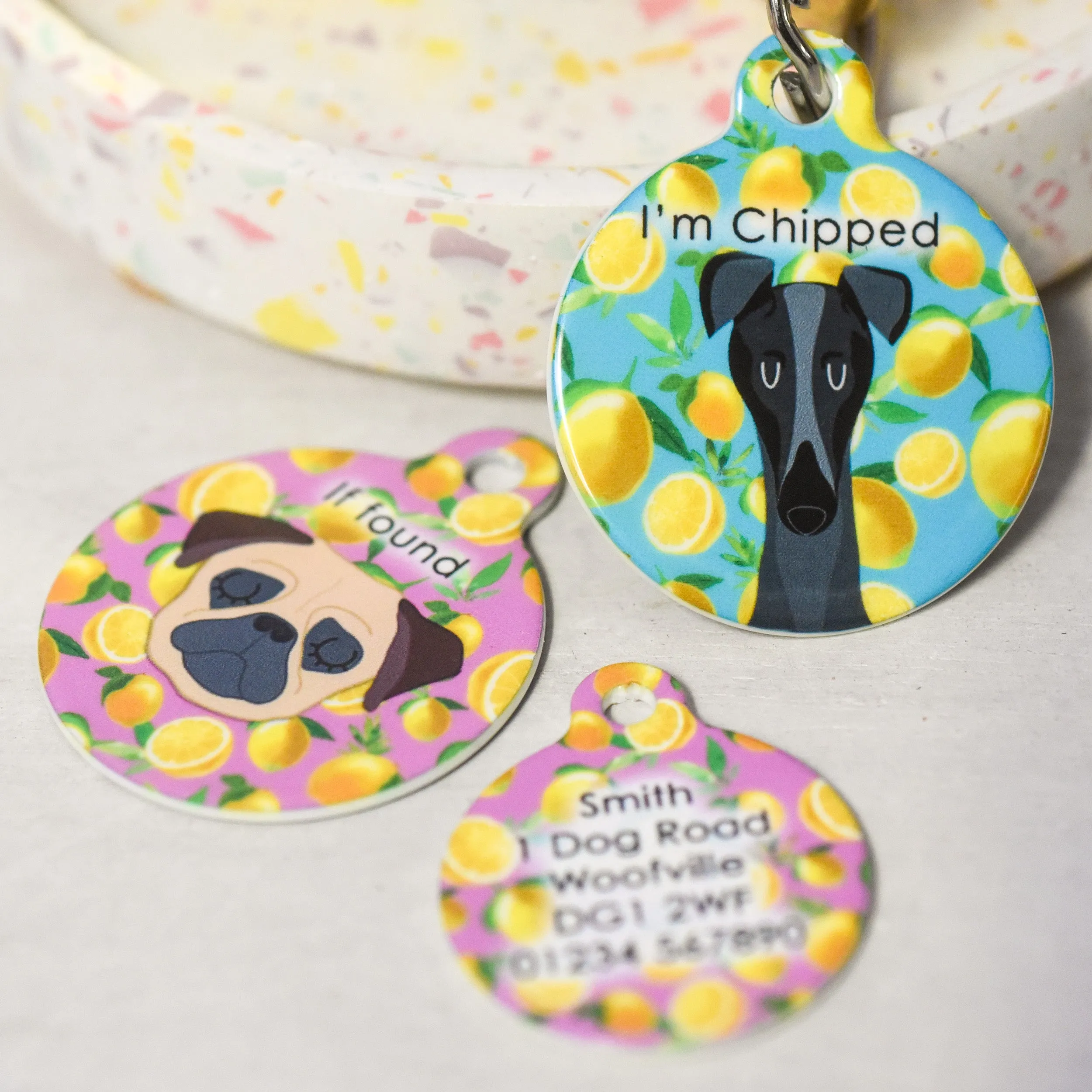 Personalised Pet ID Tag - Cartoon Summer Fruits