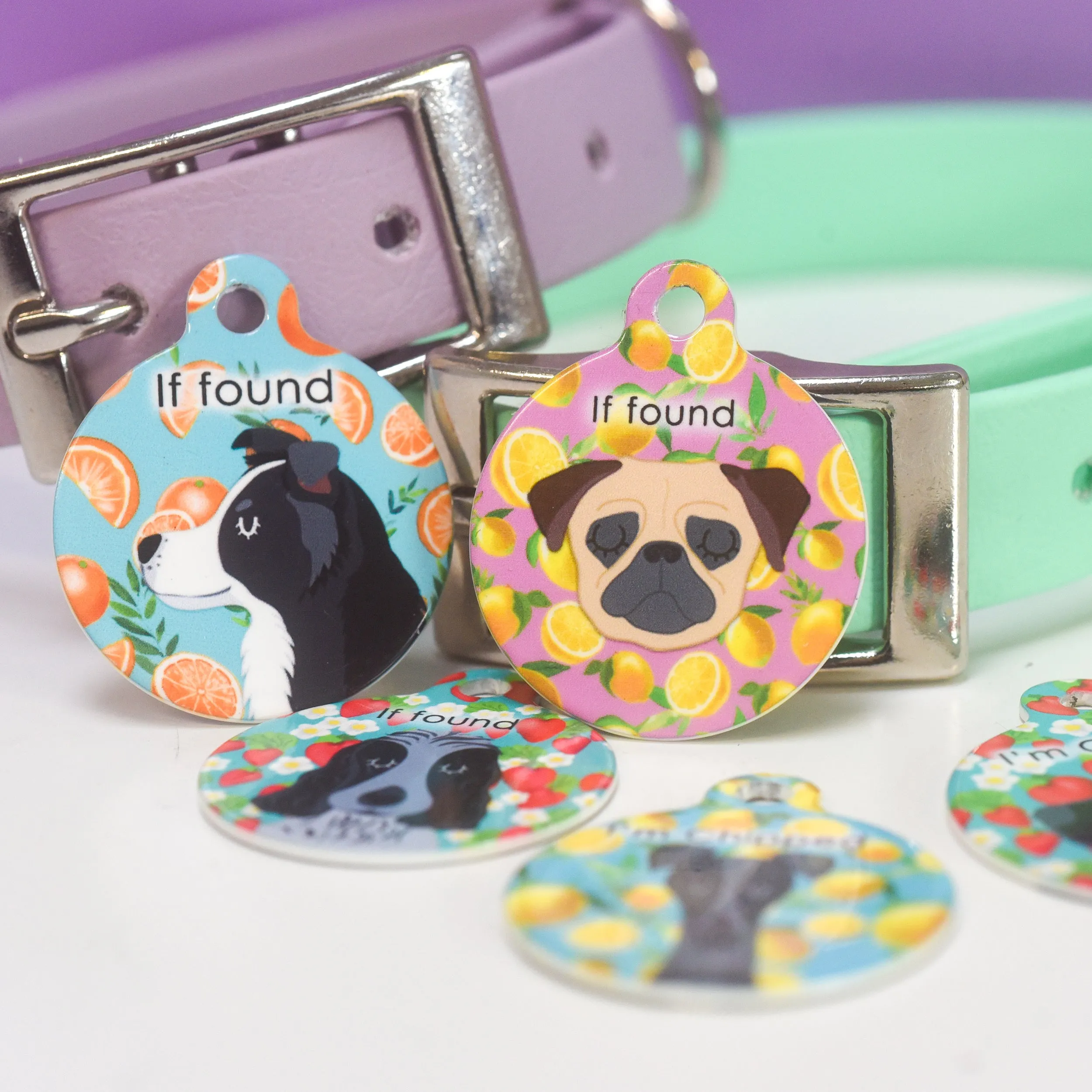 Personalised Pet ID Tag - Cartoon Summer Fruits