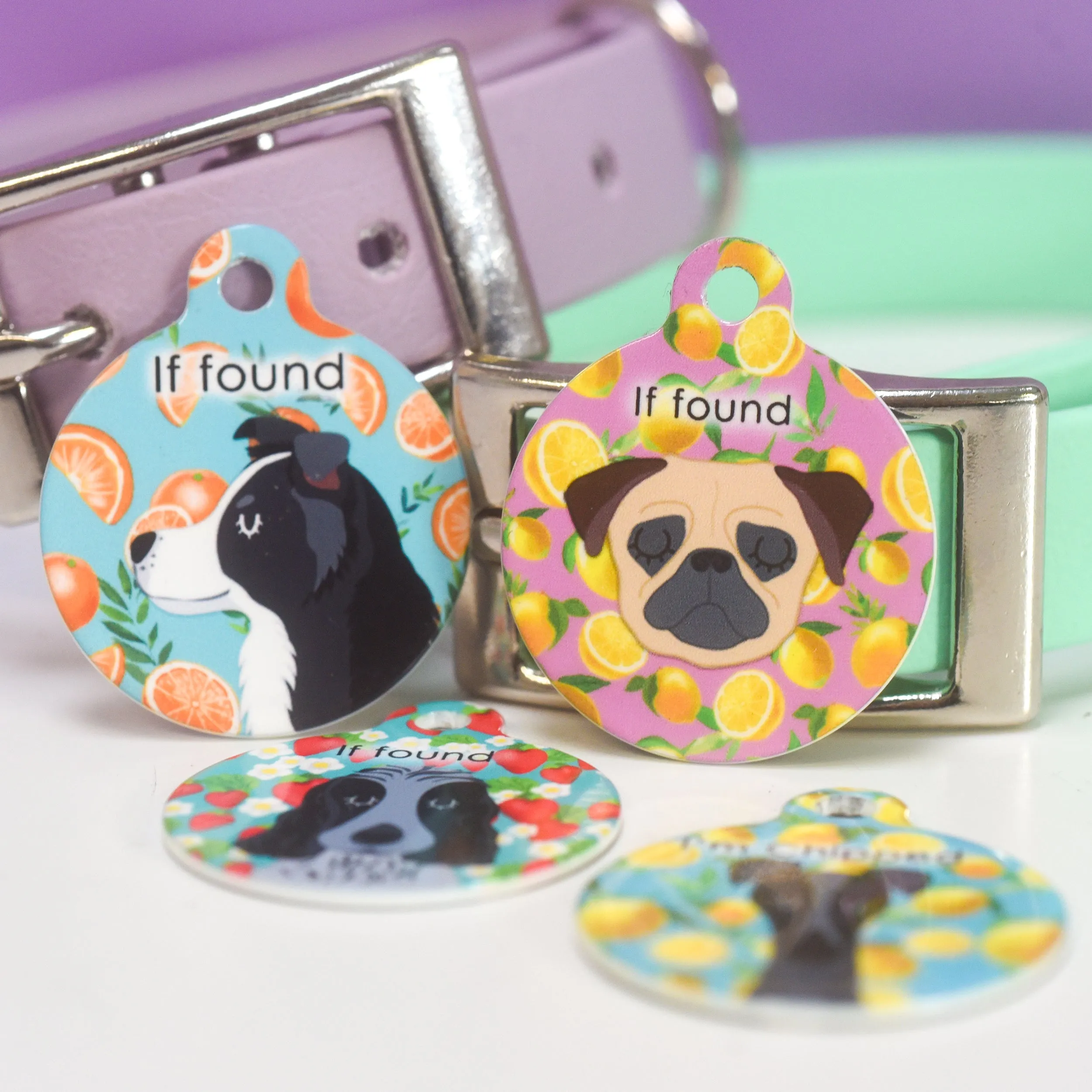Personalised Pet ID Tag - Cartoon Summer Fruits