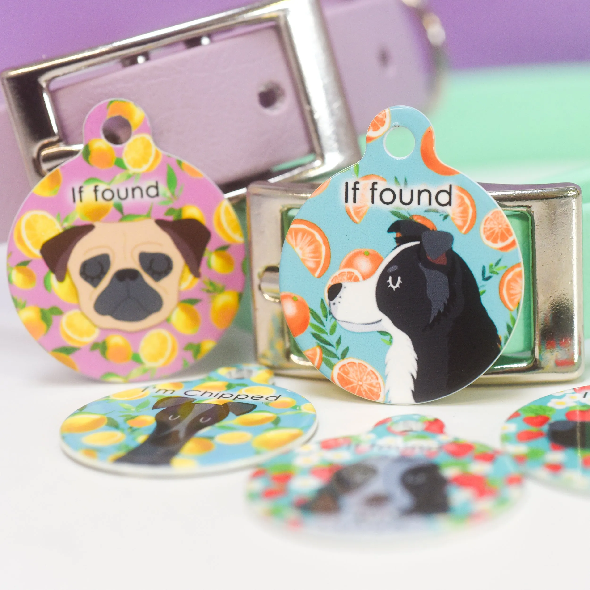 Personalised Pet ID Tag - Cartoon Summer Fruits