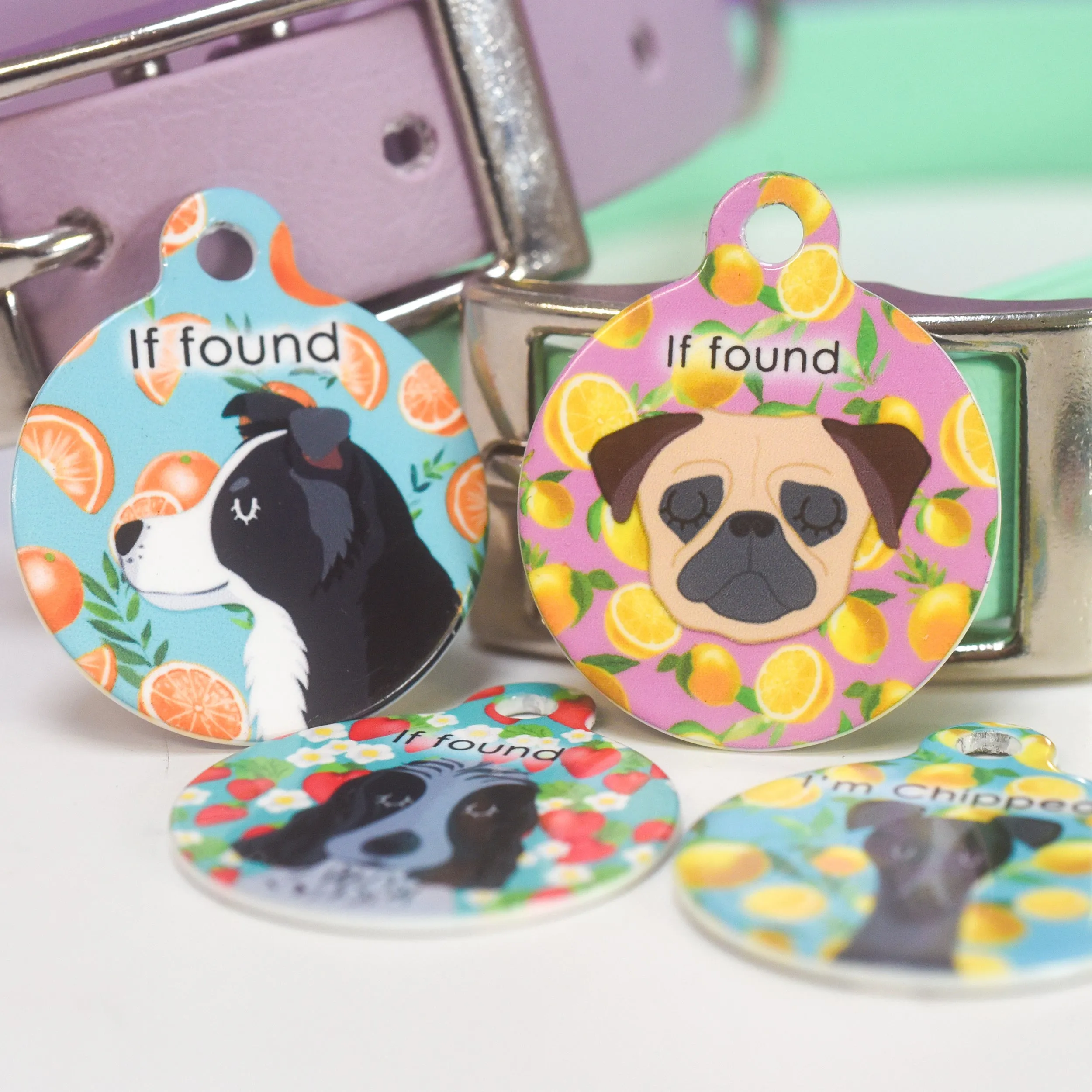 Personalised Pet ID Tag - Cartoon Summer Fruits