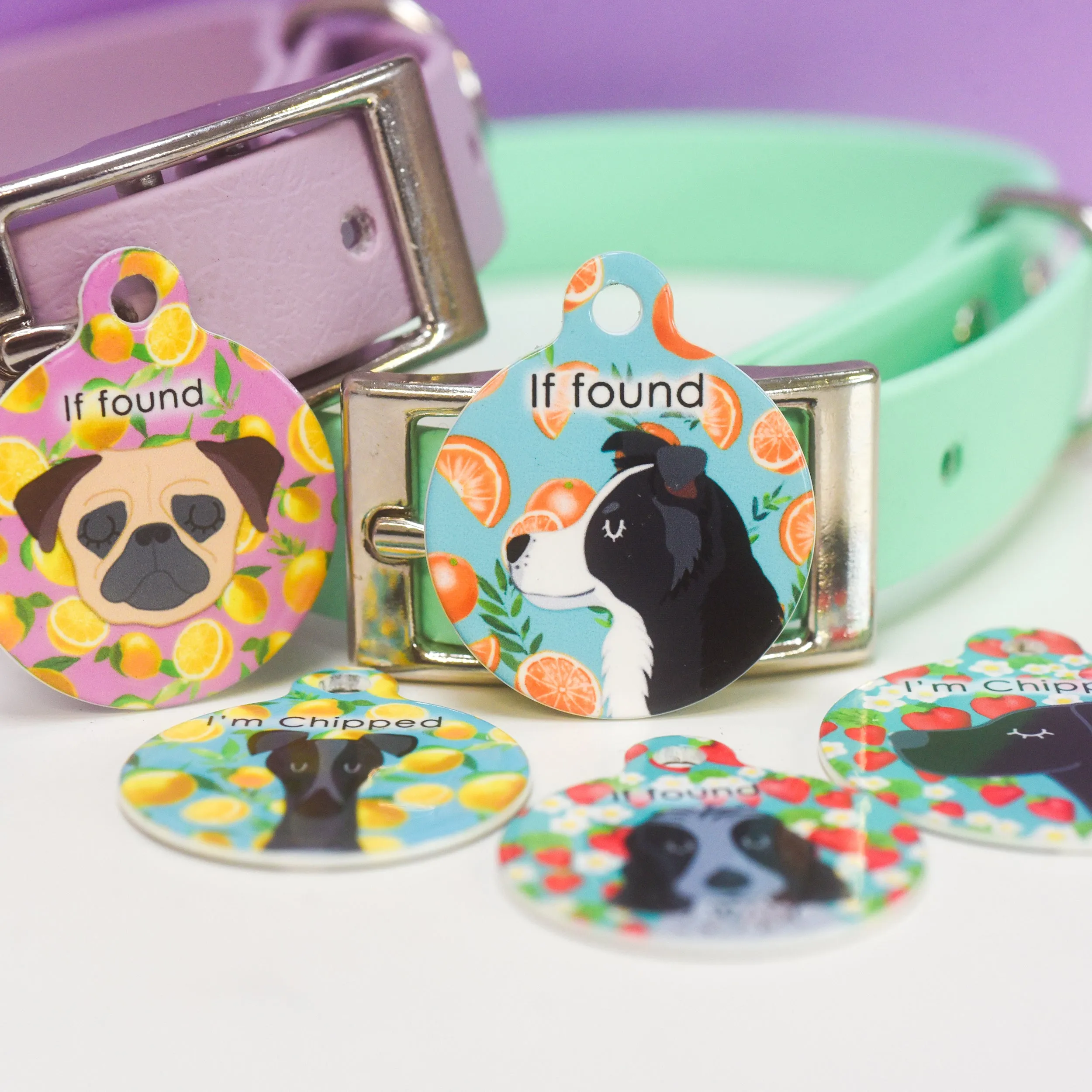 Personalised Pet ID Tag - Cartoon Summer Fruits