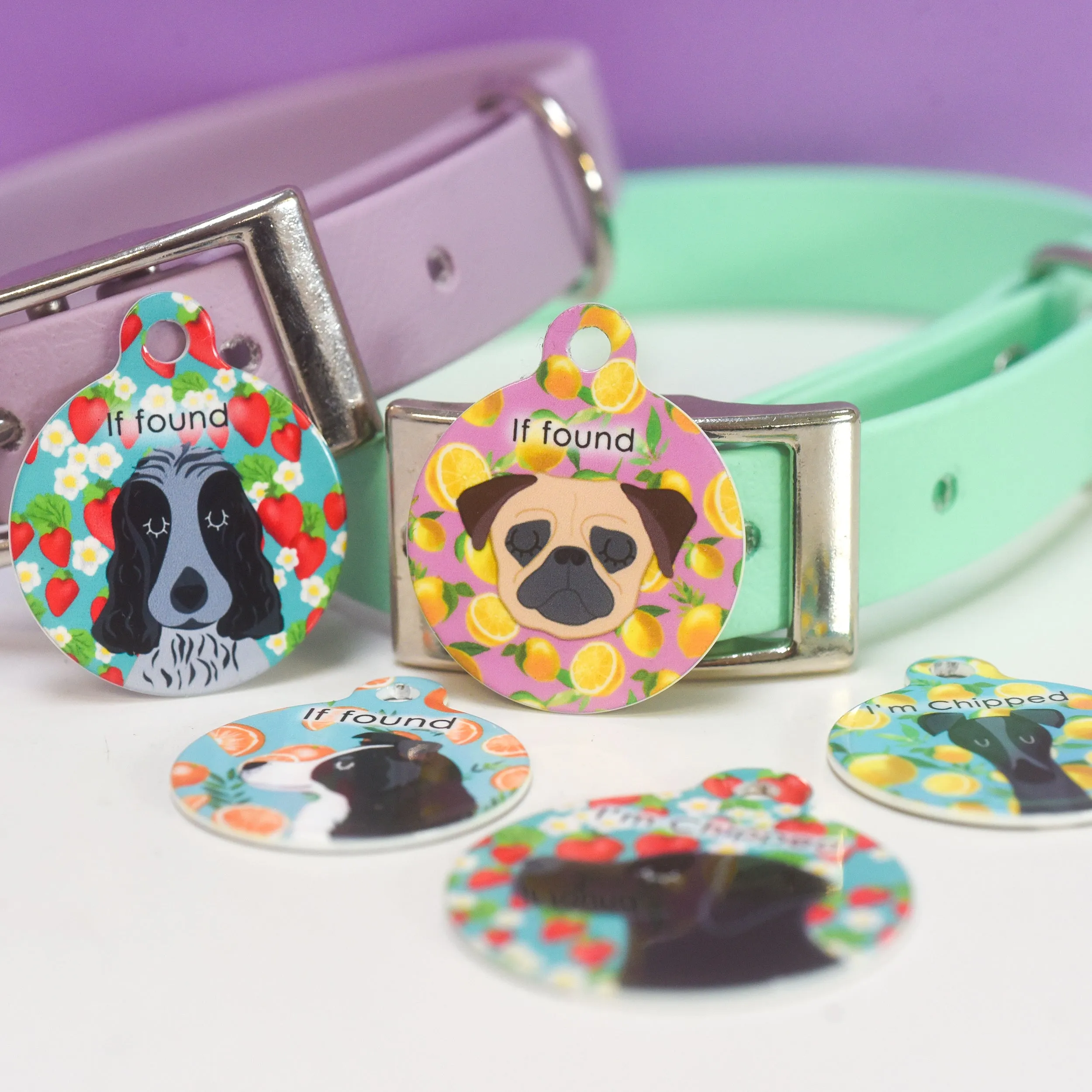 Personalised Pet ID Tag - Cartoon Summer Fruits