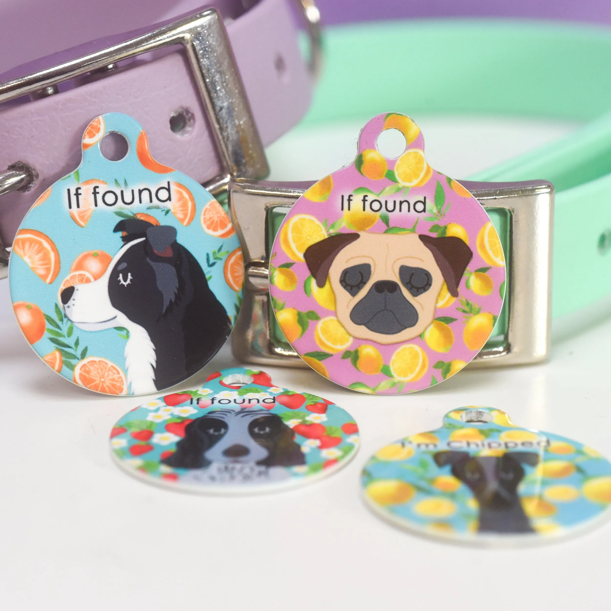 Personalised Pet ID Tag - Cartoon Summer Fruits