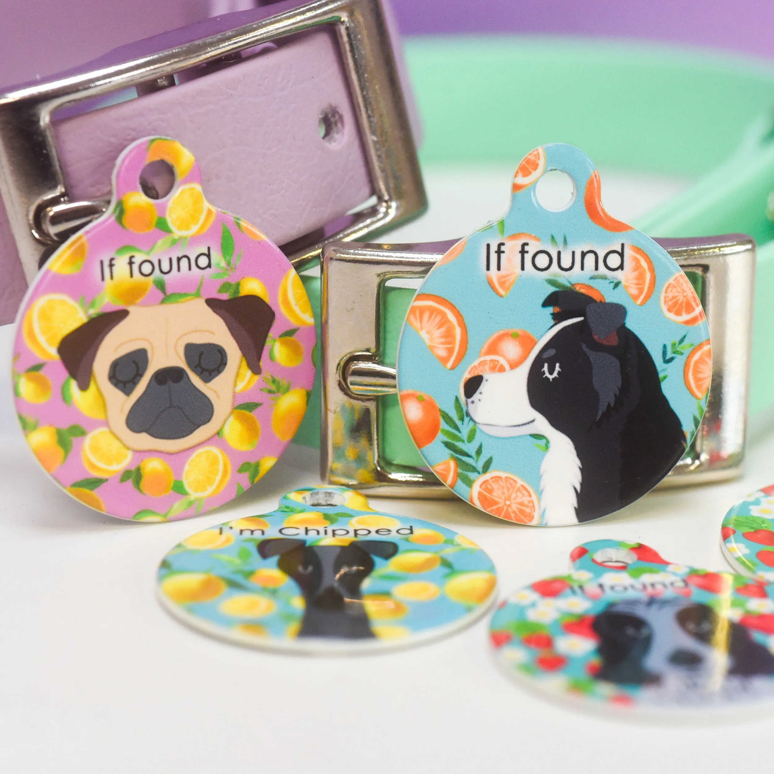 Personalised Pet ID Tag - Cartoon Summer Fruits