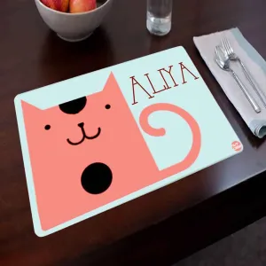 Personalized Fabric Table Mats For Kids  -  Pink Cat