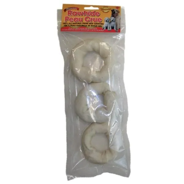 Premium White Rawhide Rings Triple Pack