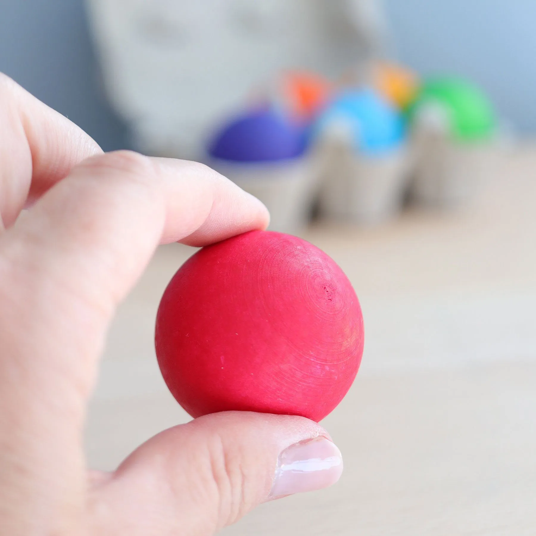 Six Wooden Rainbow Balls