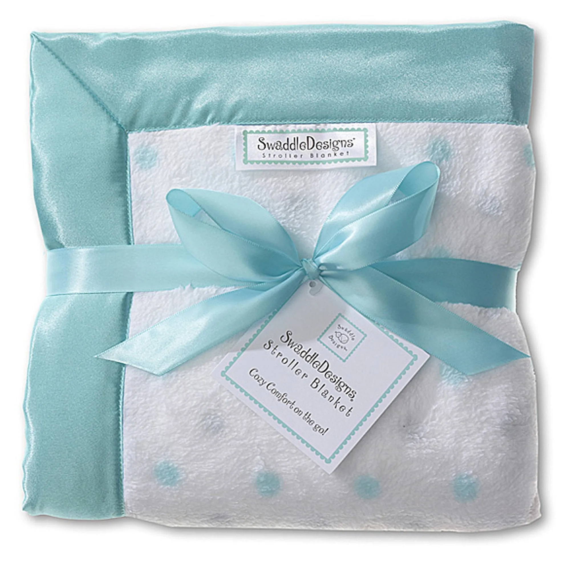 Stroller Blanket - Pastel & Sterling Dots, Turquoise, Large, 30x40 inches