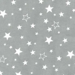 White Stars on Grey FLANNEL,  Cozy Cotton Flannel
