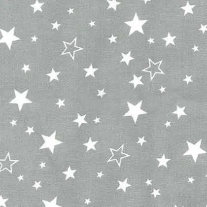 White Stars on Grey FLANNEL,  Cozy Cotton Flannel
